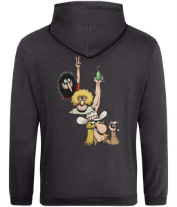 Fabulous Furry Freak Bros-3 heads cartoon-Gilbert Shelton-Hoodie back print-GAS T Shirts