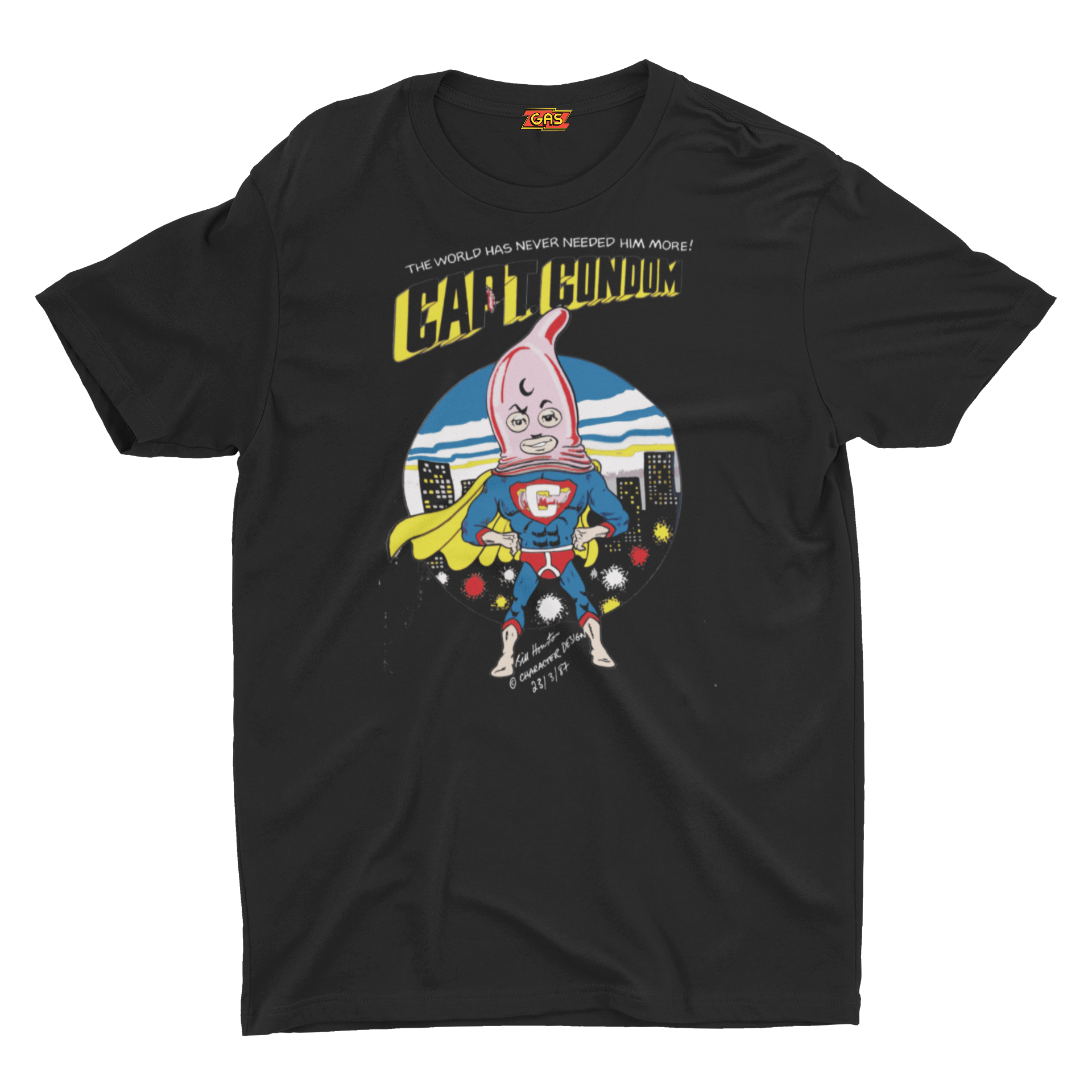 Captain Condom 1987 by Bill Houston-GAS T Shirts-CC-01