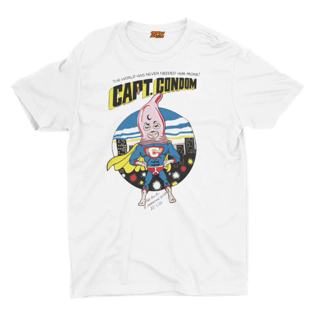 Captain Condom 1987 by Bill Houston-GAS T Shirts-CC-01
